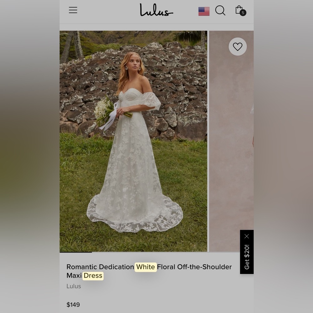 Lulu's White Floral Lace Off-Shoulder Dress